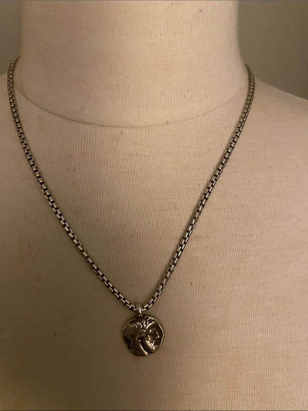 Sterling Silver Roman Greek Coin Pendant Necklace - Sterling Silver - Picture 3 of 5